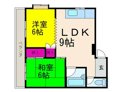 メゾンウカワ(2LDK/2階)の間取り写真