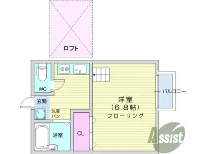 エクセルシャトー小松島(1K/1階)の間取り写真