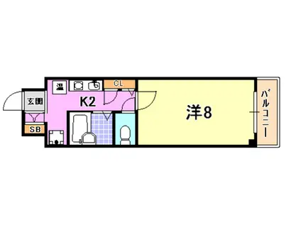 JUN中山手(1K/6階)の間取り写真