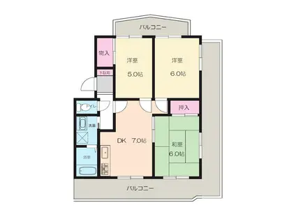 ガーデンハイツシグマ1(3DK/3階)の間取り写真