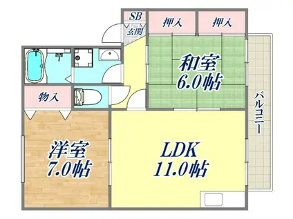 グレース能登(2LDK/1階)の間取り写真