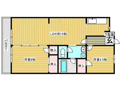 エミネンス穴生(2LDK/3階)の間取り写真
