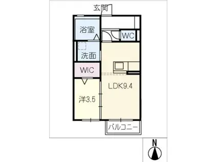 CASA楓(1LDK/1階)の間取り写真