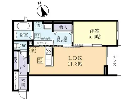 グランフォレスト流星台(1LDK/1階)の間取り写真