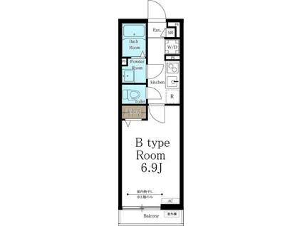 リブリ ミラージュ(1K/1階)の間取り写真