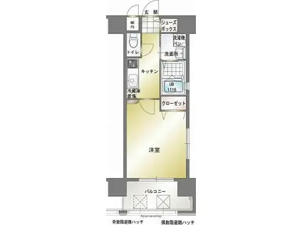 エンクレスト博多駅南II(1K/11階)の間取り写真