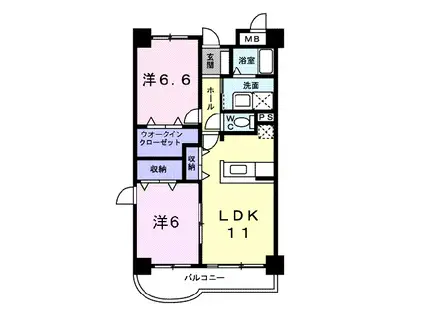 ラグジュアリー(2LDK/3階)の間取り写真