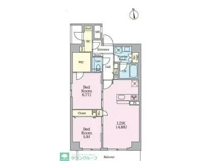 DAIWA GRACE MAISON FUTAKOTAMAGAWA(2LDK/2階)の間取り写真