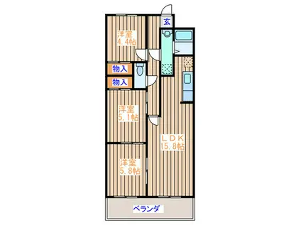 リリーマンション2(3LDK/7階)の間取り写真