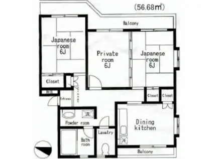 エクセレンスハイム(3DK/4階)の間取り写真