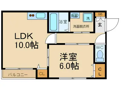 カーサヴェルデCASA VERDE(1LDK/1階)の間取り写真