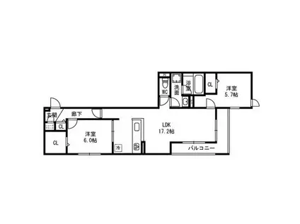 D-RESIDENCE西野A棟(2LDK/1階)の間取り写真