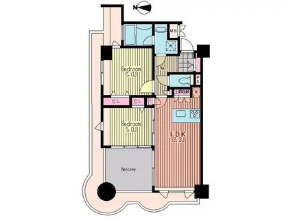 グランヴァン両国(2LDK/4階)の間取り写真