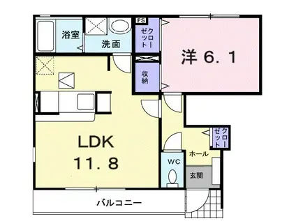 ラ ソレイユ(1LDK/1階)の間取り写真