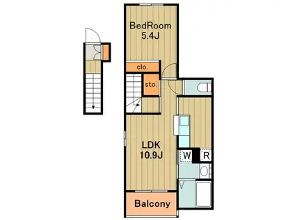 ルミエールモンドAB(1LDK/2階)の間取り写真