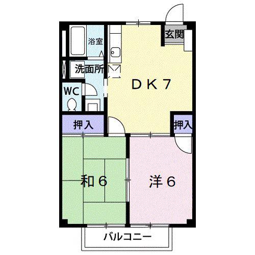 ハイツノア(2DK/2階)の間取り写真