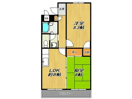 ハイツマエカワ(2LDK/6階)の間取り写真
