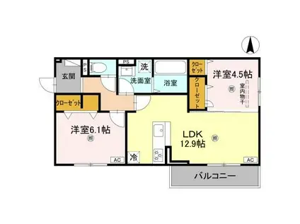 JR奈良線 奈良駅 徒歩11分 3階建 新築(2LDK/2階)の間取り写真