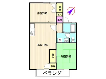 セジュール星ヶ丘(2LDK/2階)の間取り写真