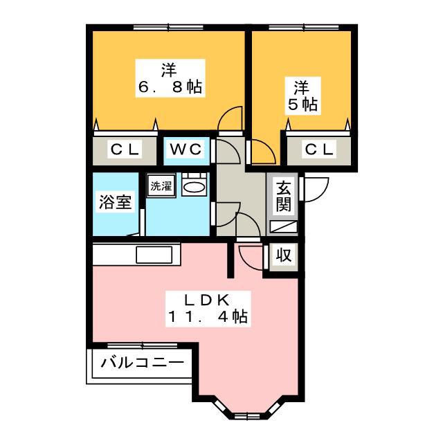 プリモディーネ(2LDK/2階)の間取り写真