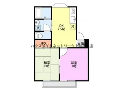 ホワイトパレス(2DK/2階)の間取り写真