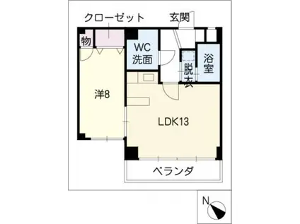 PRIME覚王山(1LDK/3階)の間取り写真