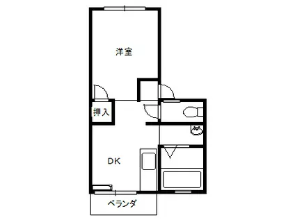 アーバンハイツ白島A棟(1K/2階)の間取り写真