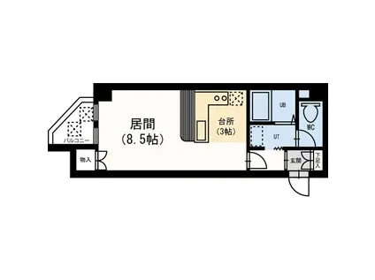 藤井ビル中の島II(1K/3階)の間取り写真