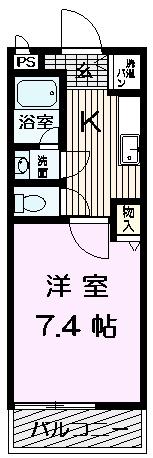 カルティエ3M(1K/2階)の間取り写真