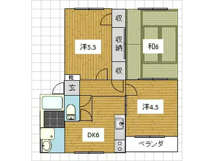 アグリーン東田中(3DK/2階)の間取り写真
