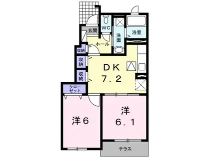 セシオンA(2DK/1階)の間取り写真