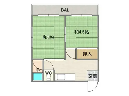 ラプティメゾン公園東(2K/4階)の間取り写真