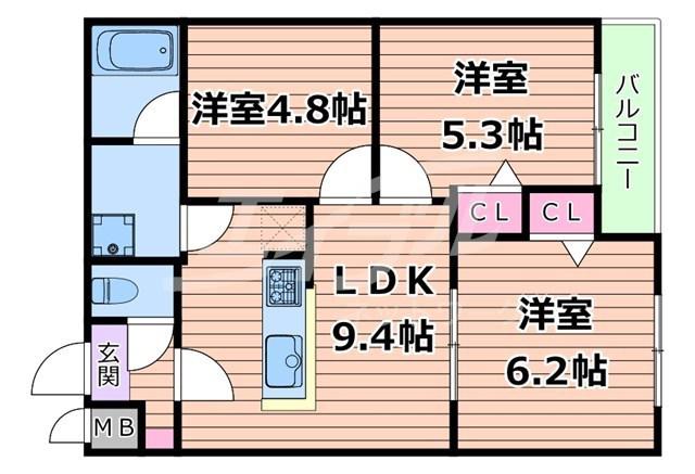 エス.フィールド奏(3LDK/5階)の間取り写真