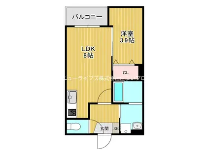 エレヴェ門真(1LDK/2階)の間取り写真