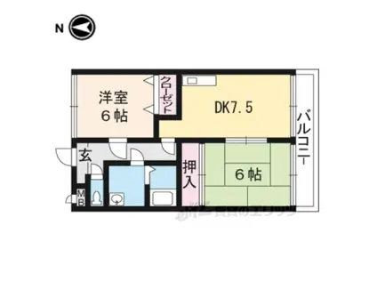 グランバード西野Ⅱ(2DK/1階)の間取り写真