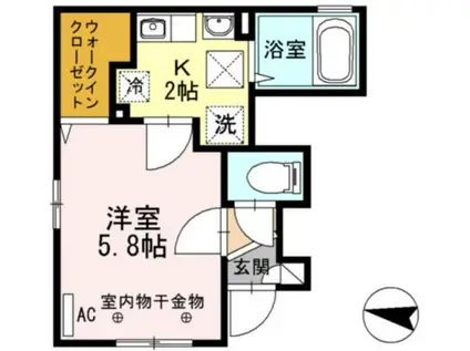 アジュール(1K/1階)の間取り写真