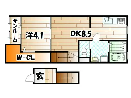 CALME CRIQUE 戸畑駅西 ウエスト(1LDK/2階)の間取り写真