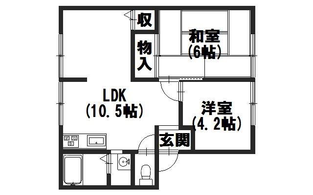 グリーンヒルセイジュII(2LDK/2階)の間取り写真