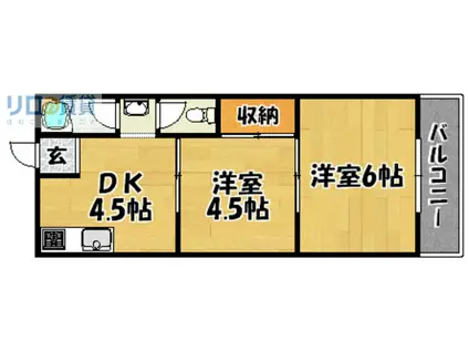 第1東昌ハイツ(2DK/1階)の間取り写真