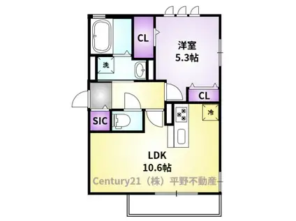 シルフィ グランス(1LDK/1階)の間取り写真