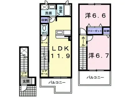 ティアラ・コートA(2LDK/2階)の間取り写真