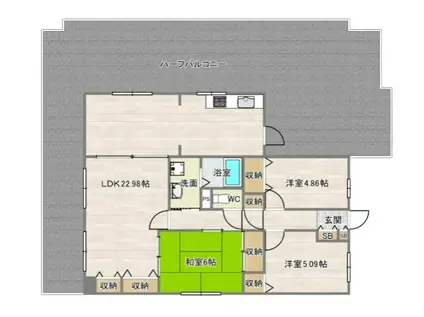 エムズコートII(3LDK/6階)の間取り写真