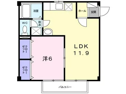 トラッド 木田谷III(1LDK/2階)の間取り写真
