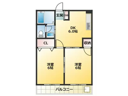 イカリハイツ(2DK/4階)の間取り写真