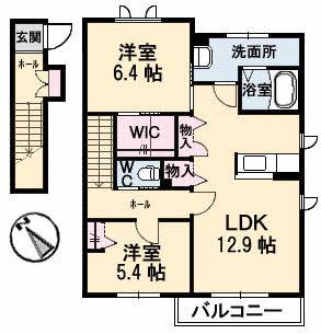 シャーメゾン ラ・モード ガーデンズIII(2LDK/2階)の間取り写真