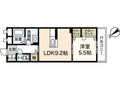 グランマスト空港通(1LDK/1階)の間取り写真