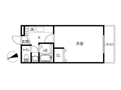 ユーミー茨尾(1K/1階)の間取り写真