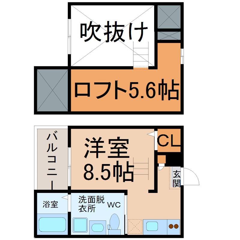 LAFORTE(1K/2階)の間取り写真