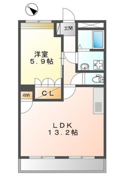 パラシオン八王子(1LDK/2階)の間取り写真
