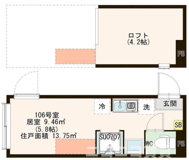 クレセール新小岩(ワンルーム/1階)の間取り写真